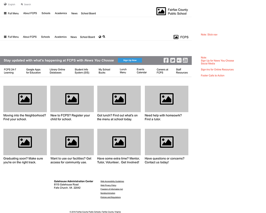 Education Navigation Wireframe